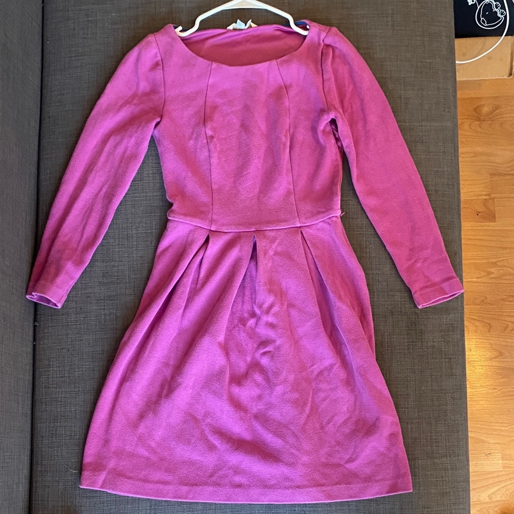 Chic Long Sleeve Magenta Dress